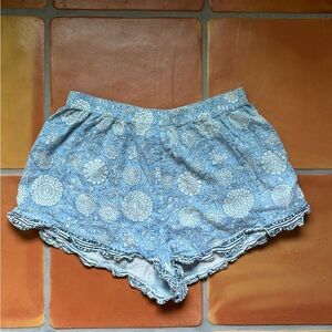 Cleobella Blue Floral Shorts size medium flowy floral cotton sleep shorts